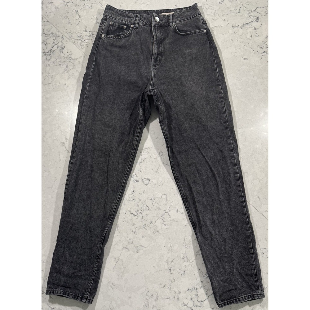 ASOS DESIGN Mom Jeans Womens 28‎ Black Tapered Leg 100% Cotton High Rise Denim